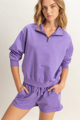 HYFVE Quarter Zip Drop Shoulder Sweatshirt - MyEmpired
