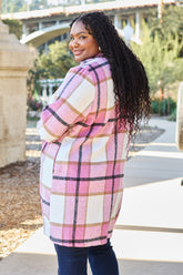 Double Take Full Size Plaid Button Up Lapel Collar Coat - MyEmpired