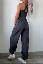 Cutout Square Neck Wide Strap Active Jumpsuit - MyEmpired