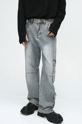 Wide Leg Jeans with Cargo Pockets - MyEmpired