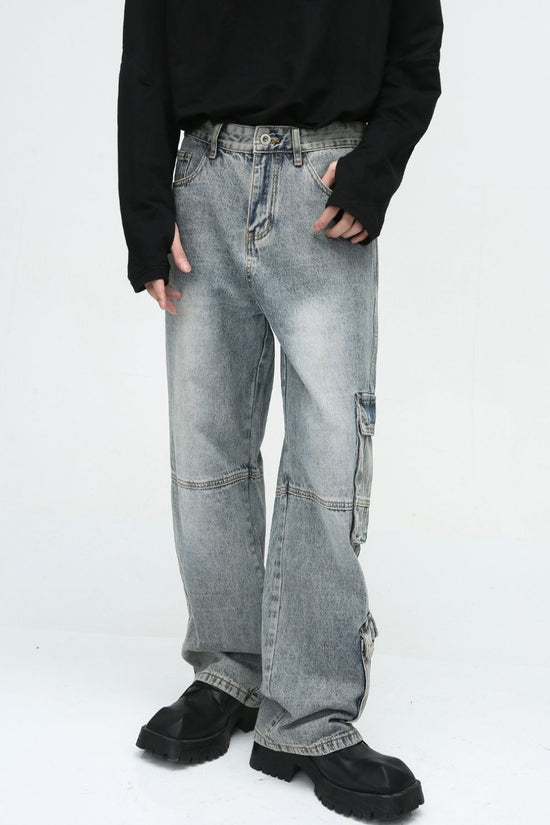 Wide Leg Jeans with Cargo Pockets - MyEmpired