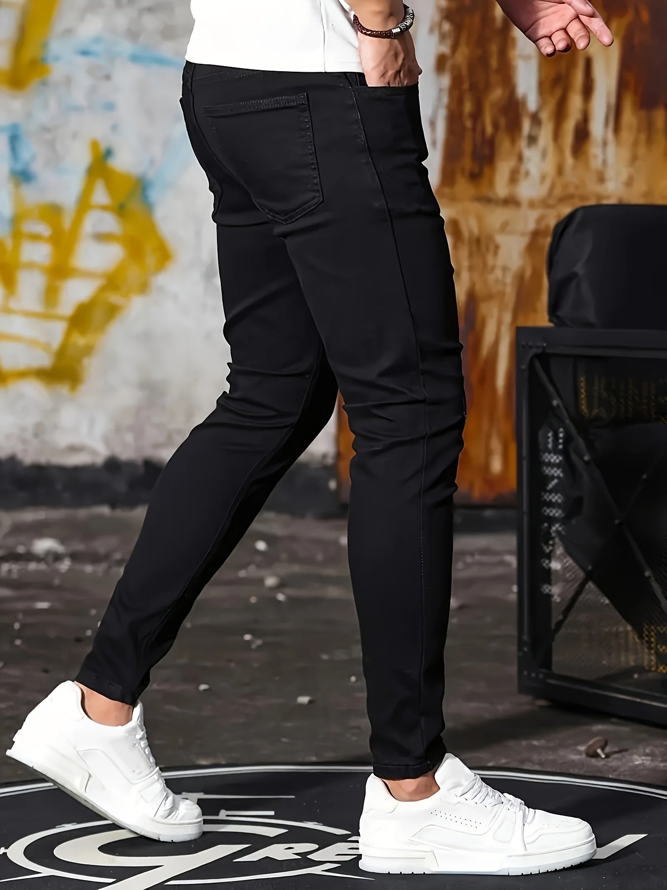 Solid Slim Fit Denim Pants For Males, Stylish Casual Jeans For Men