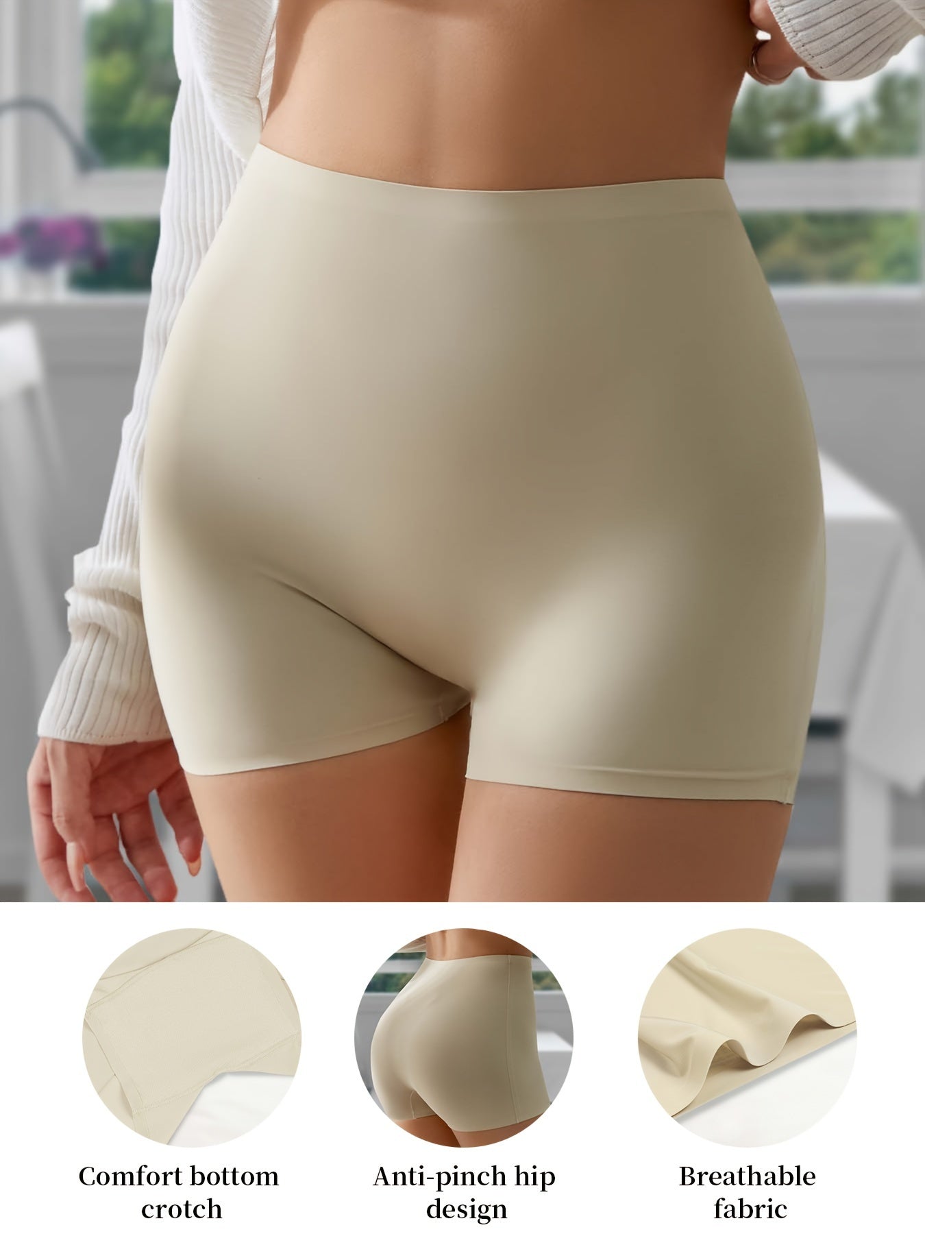 1pc Elegant Seamless High-Waist Shapewear Panties for Women - Polyamide Knit Fabric, Solid Color, High Support, Comfort Fit with Anti-Pinch Hip Design and Breathable Weave