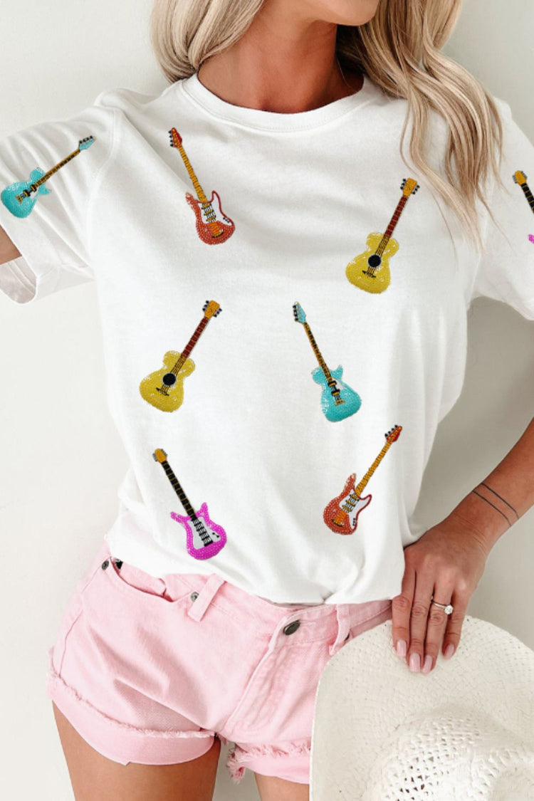 Guitar Crew Neck Short Sleeve T-Shirt - MyEmpired