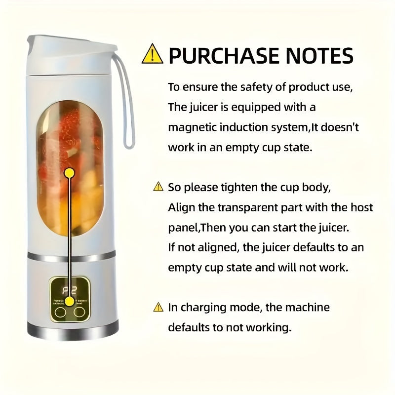 Versatile Portable Mini Blender & Juicer - USB Rechargeable, 3-Speed Settings with Digital Display, Durable Stainless Steel Blades for Smoothies, Shakes & Fresh Juice - Ideal for Camping, Travel & Gifts