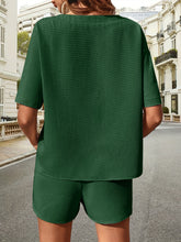 Waffle-Knit Half Sleeve Top and Shorts Set - MyEmpired