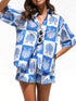 Printed Button Down Short Sleeve Top and Shorts Set - MyEmpired