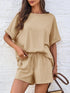 Round Neck T-Shirt and Drawstring Shorts Set - MyEmpired