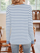 Lovelet Striped Round Neck Long Sleeve T-Shirt - MyEmpired