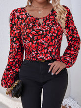 Floral Print Keyhole Neck Blouse - MyEmpired