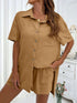Button Up Shirt and Drawstring Shorts Set - MyEmpired