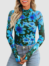 Floral Mock Neck Long Sleeve T-Shirt - MyEmpired