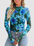 Floral Mock Neck Long Sleeve T-Shirt - MyEmpired