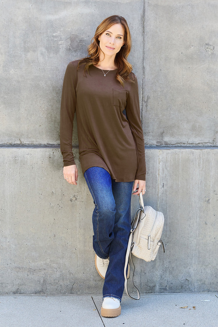 Basic Bae Full Size Round Neck Long Sleeve Top - MyEmpired