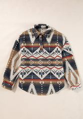 Geometric Half Button Long Sleeve Sweatshirt - MyEmpired