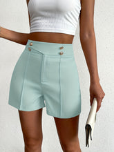 Fake Buttons High Waist Shorts, Elegant Loose Fit Shorts For Spring & Summer, Women&