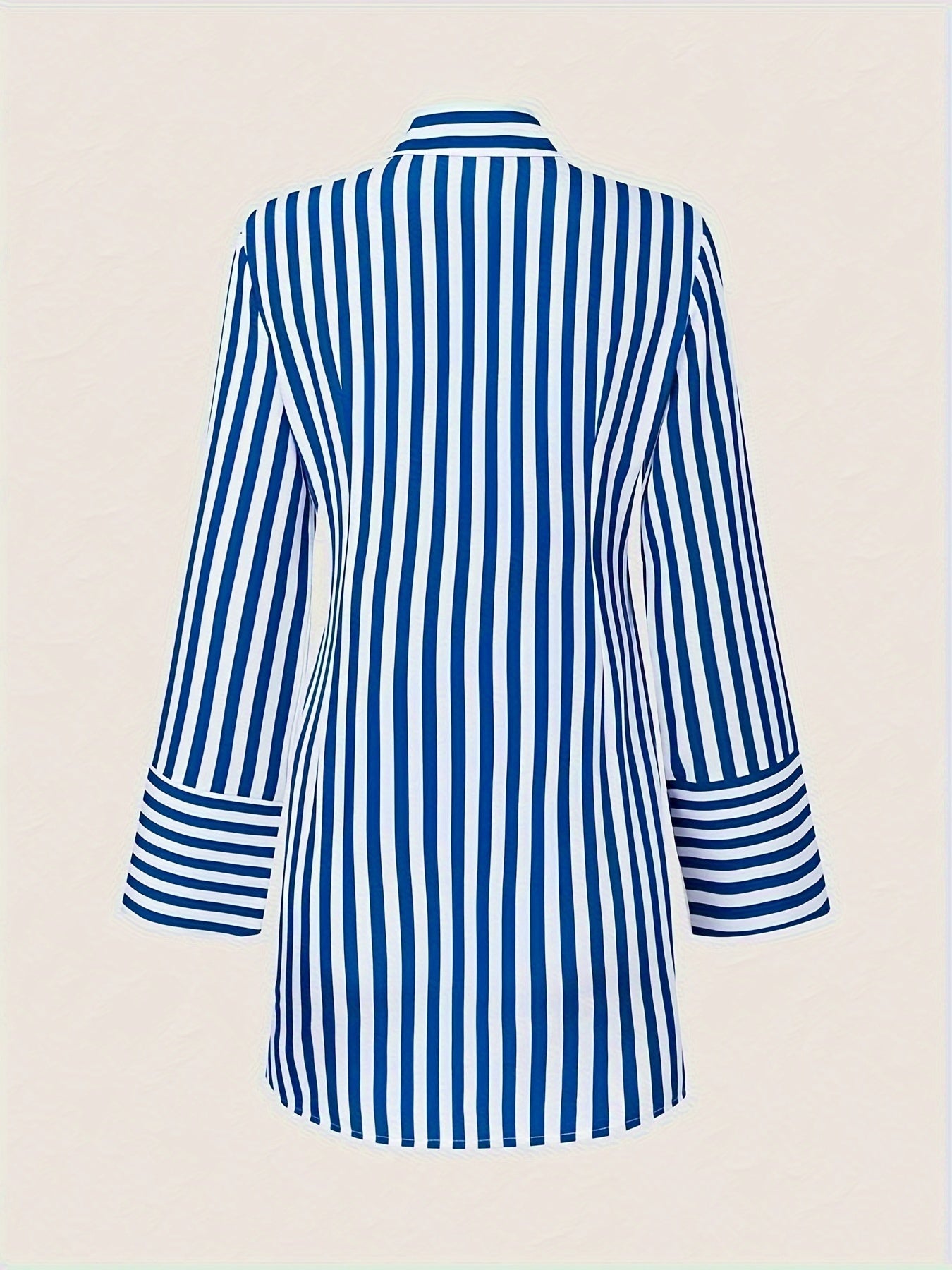 Chic Striped Shirt Dress with Side Pockets