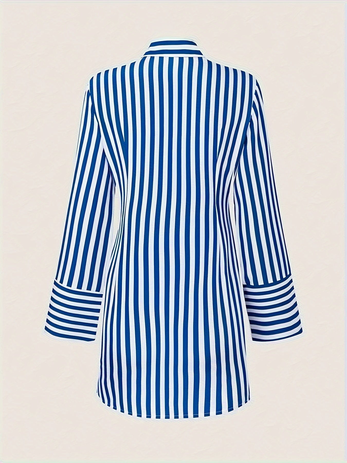 Chic Striped Shirt Dress with Side Pockets - MyEmpired