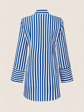 Chic Striped Shirt Dress with Side Pockets - MyEmpired