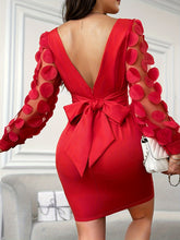 Applique Tie Back Slim Dress - MyEmpired