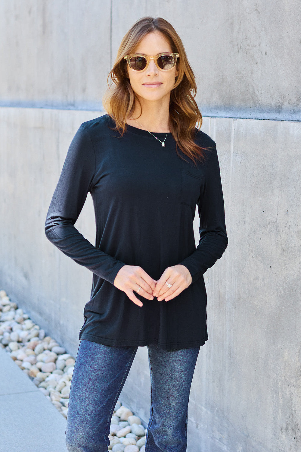Basic Bae Full Size Round Neck Long Sleeve Top - MyEmpired