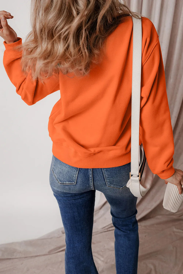 Letter Round Neck Long Sleeve Sweatshirt - MyEmpired