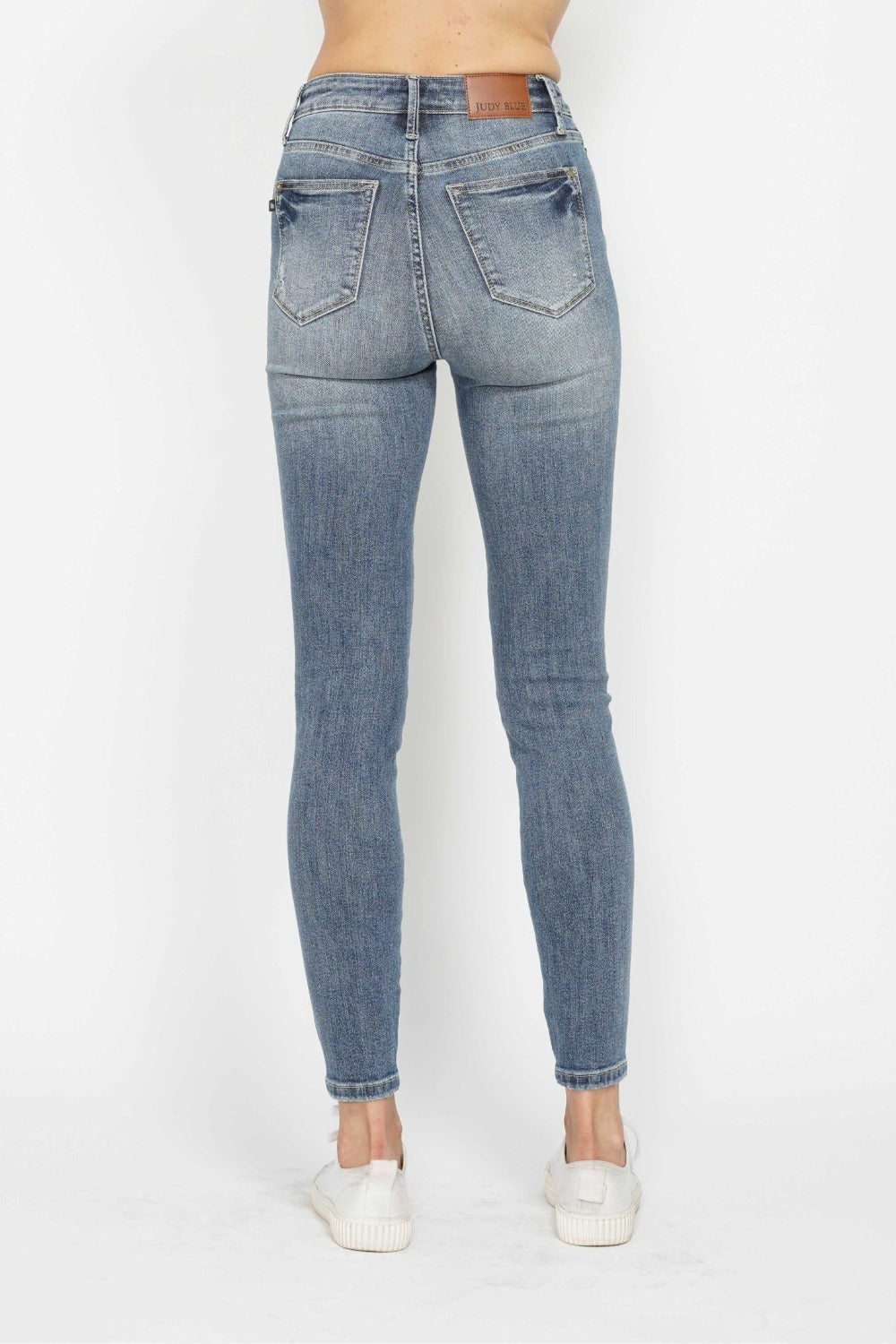 Judy Blue Full Size Tummy Control Contrast Wash Skinny Jeans - MyEmpired