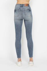 Judy Blue Full Size Tummy Control Contrast Wash Skinny Jeans - MyEmpired