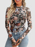 Floral Mock Neck Long Sleeve T-Shirt - MyEmpired