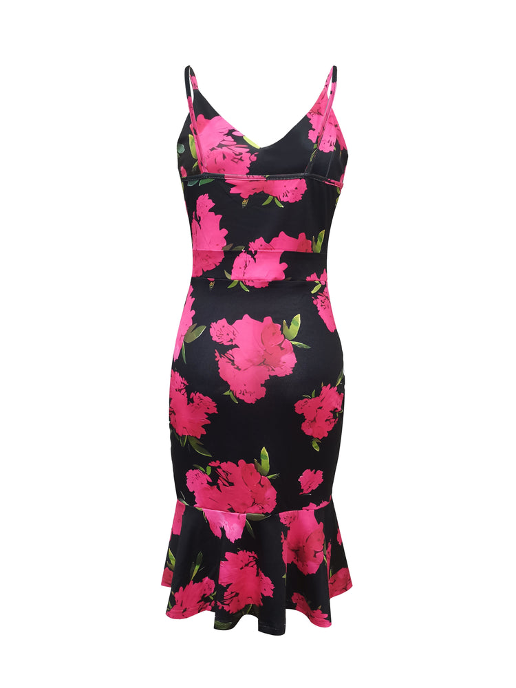 Floral Print Ruffle Hem Dress - MyEmpired