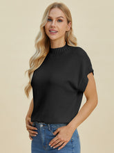 Double Take Full Size Mock Neck Short Sleeve Sweater - MyEmpired
