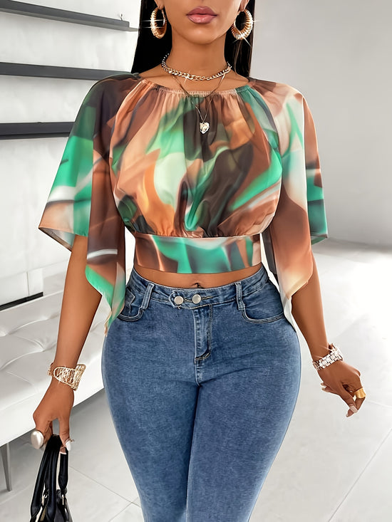 Abstract Print Off-shoulder Blouse - MyEmpired