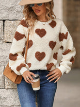 Fuzzy Heart Dropped Shoulder Sweatshirt - MyEmpired