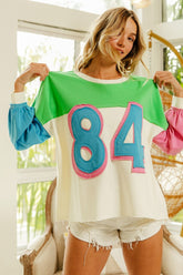 BiBi Color Block Patched Long Sleeve Top - MyEmpired