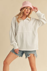 Aemi+Co Exposed Seam Half Zip Drop Shoulder Sweatshirt - MyEmpired