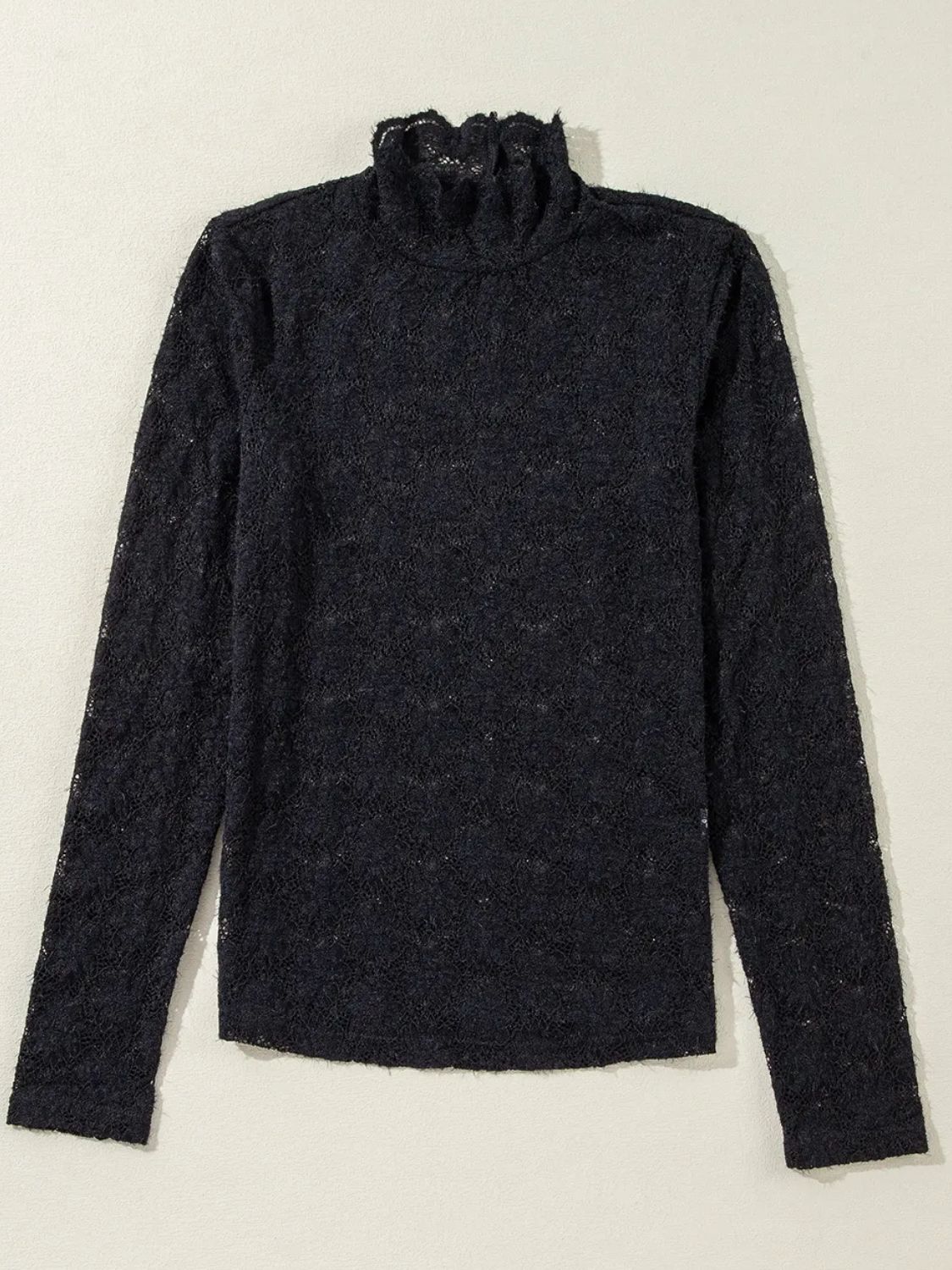 Lace Mock Neck Long Sleeve T-Shirt - MyEmpired