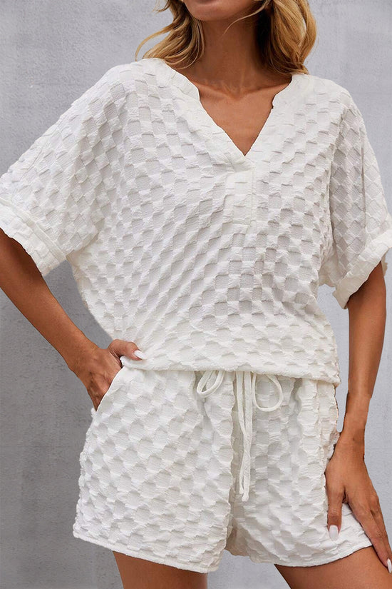 Notched Half Sleeve Top and Shorts Set - MyEmpired