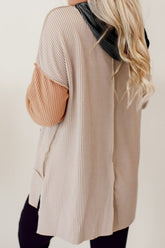 Color Block Exposed Seam Dropped Shoulder Hoodie - MyEmpired