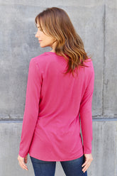 Basic Bae Full Size V-Neck Long Sleeve Top - MyEmpired