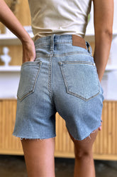Judy Blue Full Size High Waist Raw Hem Denim Shorts - MyEmpired
