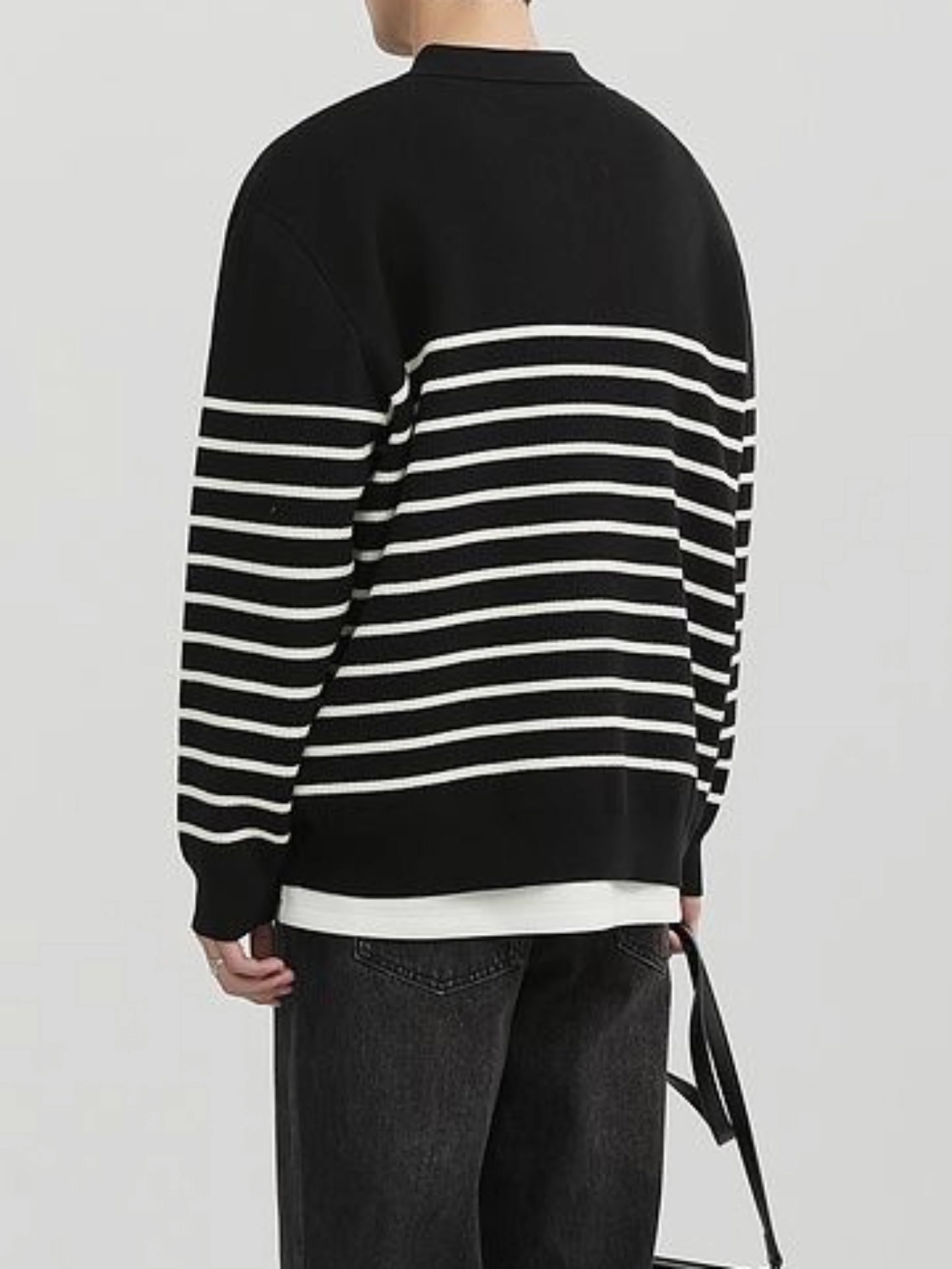 Men's Striped Knitted Pullover, Long Sleeve Crew Neck Sweater For Fall Winter