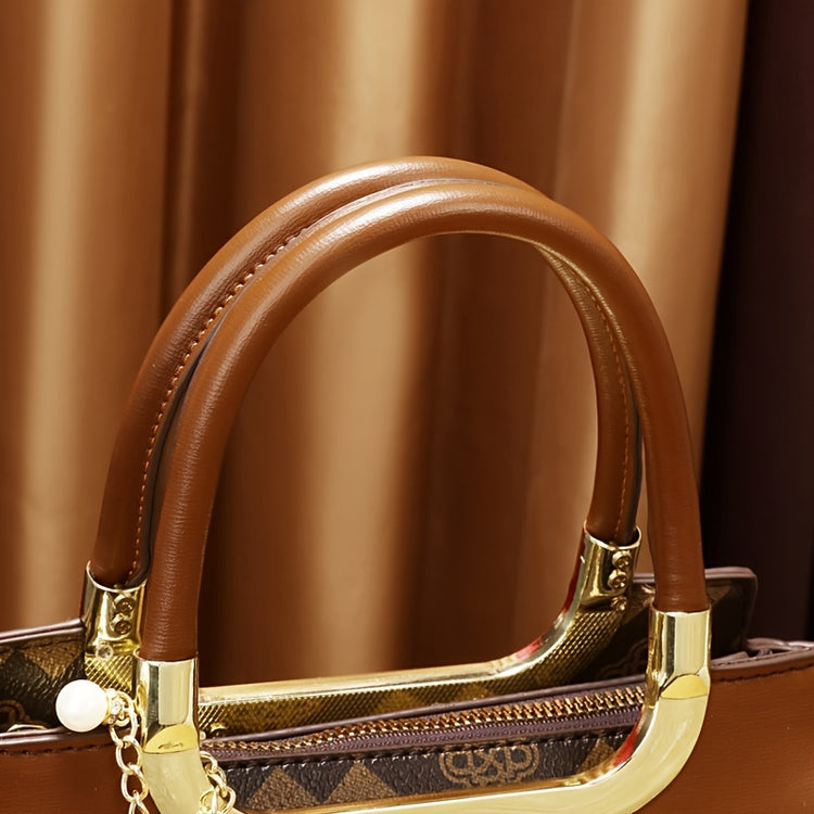 Vintage PU Crossbody Bag, Retro Shoulder Bag, Women&