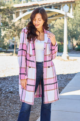 Double Take Full Size Plaid Button Up Lapel Collar Coat - MyEmpired