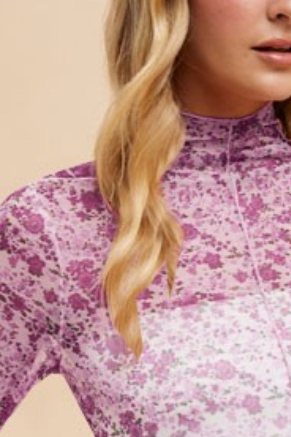 Annie Wear Floral Lettuce Hem Sheer Mesh Top - MyEmpired