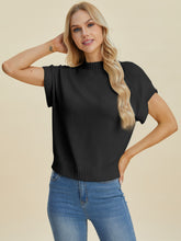 Double Take Full Size Mock Neck Short Sleeve Sweater - MyEmpired