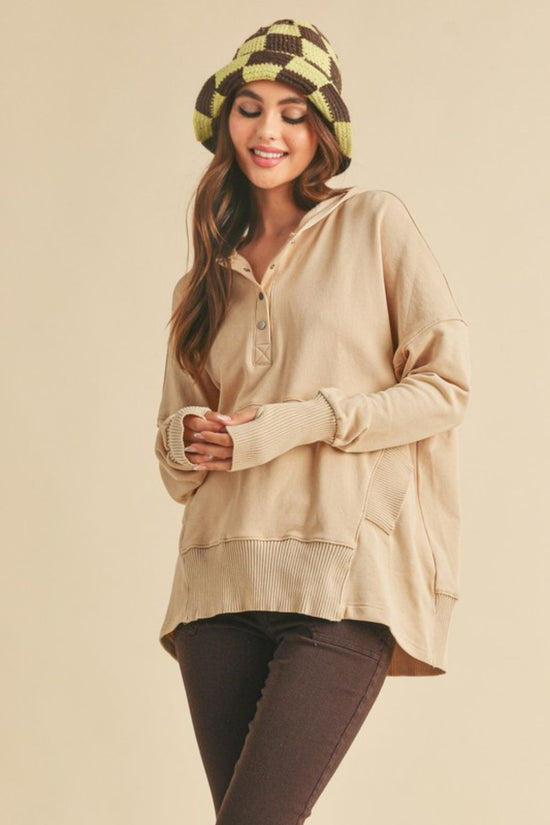Aemi + Co Half Snap Dropped Shoulder Hoodie - MyEmpired