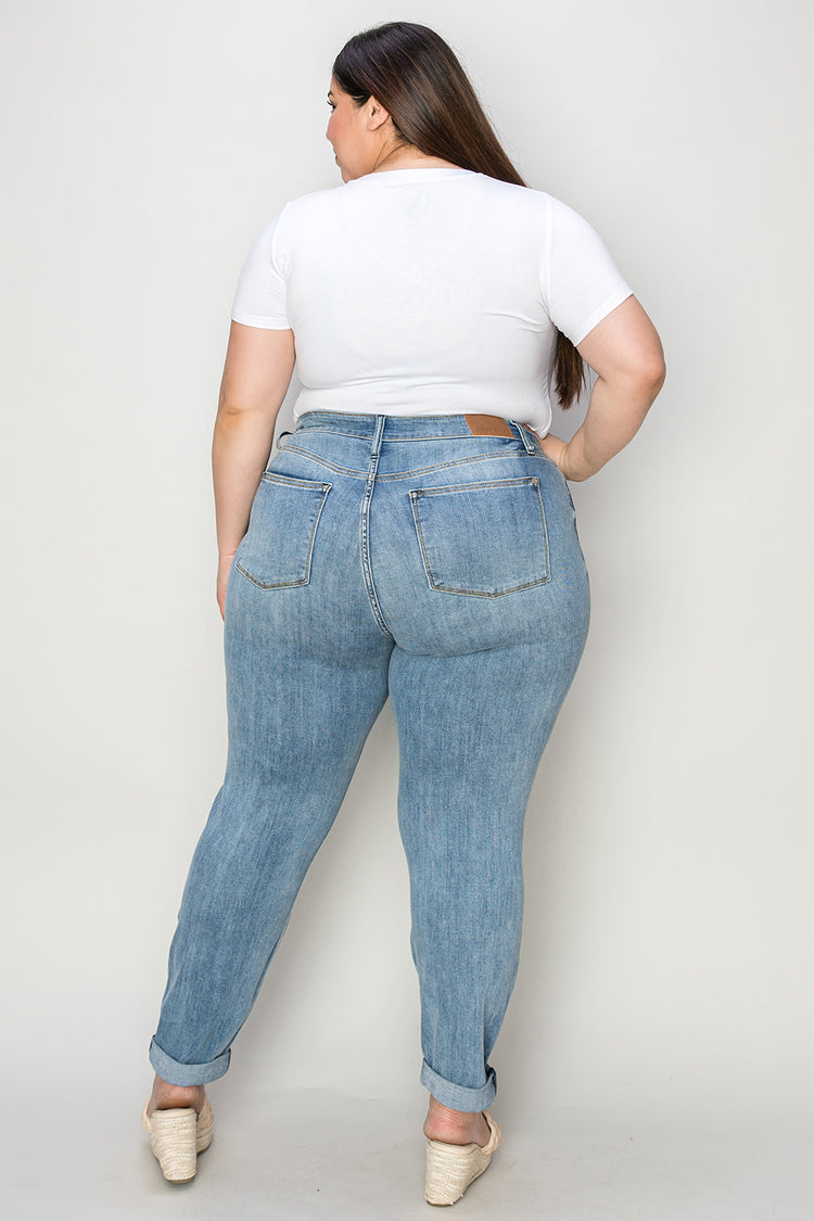Judy Blue Full Size Cuffed Hem Slim Jeans - MyEmpired