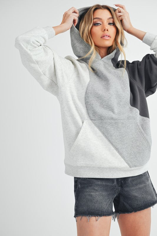 Aemi + Co Color Block Hoodie with Kangaroo Pocket - MyEmpired