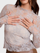 Lace Mock Neck Long Sleeve Top - MyEmpired