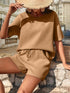Waffle-Knit Half Sleeve Top and Shorts Set - MyEmpired